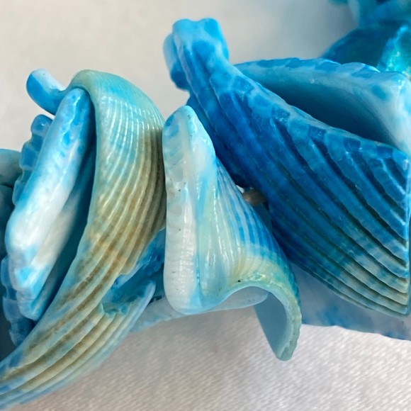 Stretch Bracelet Ocean Blues Faux Sea Shell Beads - Picture 6 of 8